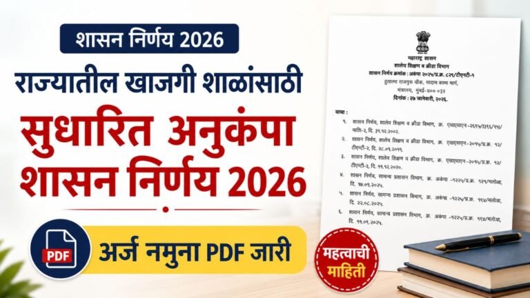 राज्यातील खाजगी शाळांसाठी सुधारित अनुकंपा शासन निर्णय 2026, अर्ज नमुना PDF जारी | Anukampa Niyukti Rules Maharashtra