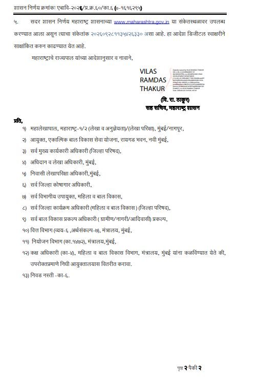 Anganwadi Sevika Salary September 2026 GR