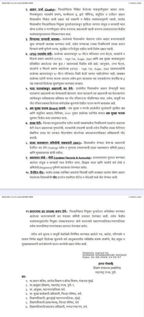 Shaley Poshan Aahar Guidelines Circuler