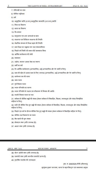 Census 2027 Second Phase 40 Questions gazette